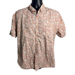 Artistry In Motion Shirt Mens XL Pink Pelican Print Slim Fit Tropical Button Up‎